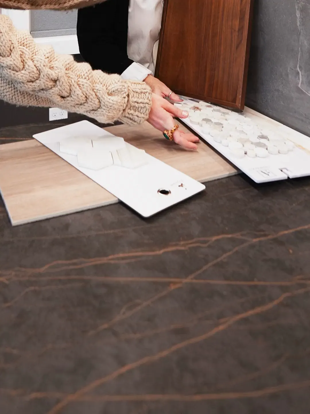 Laying tile samples out side by side